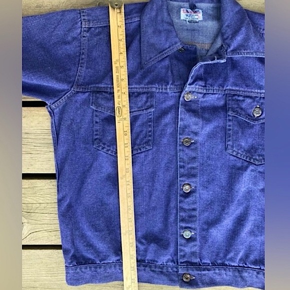 VINTAGE Levi’s Type Jacket Trucker Blue Purple Denim Cotton Silver Size XL - Picture 9 of 10